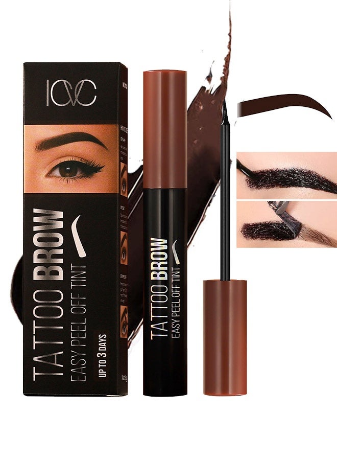 ICVC Tattoo Brow, Tattoo Peel Off Eyebrow Gel Tint, Semi Permanent Tattoo Brow Peel Off Tint Gel, Easy Peel Off Tin, Last Up to 3 Days  # 02 Dark Brown - Image 1