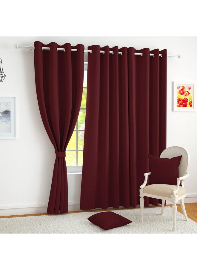 Story@Home Story@Home Blackout Curtain | Long Door Curtains 9 Feet Set of 3 | Plain Design Door Curtain | Thermal Insulated Curtains | 100% Room Darkening Curtains for Living Room | (116 x 275 cm, Maroon)  - Image 1