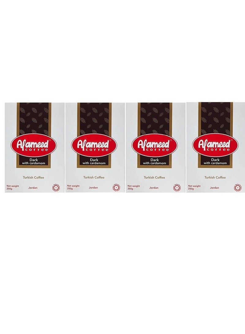 Alameed Turkish Coffee Dark with Cardamom  250grams  x 4