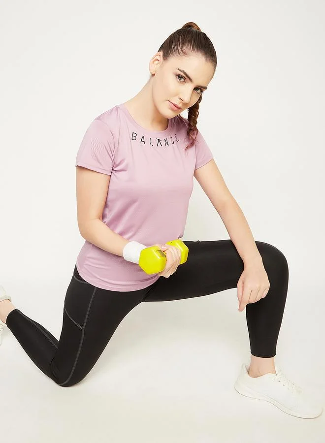 Clovia Clovia Comfort Fit Text Print Active T-Shirt