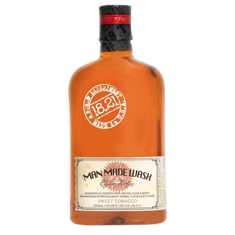 18.21 Man Made Original Sweet Tobacco 3-in-1 Body Wash, Shampoo, & Conditioner for Men, All Hair & Skin Types, Strengthens and Moisturizes in a Manly Aroma, 18 Fl Oz - Image 1