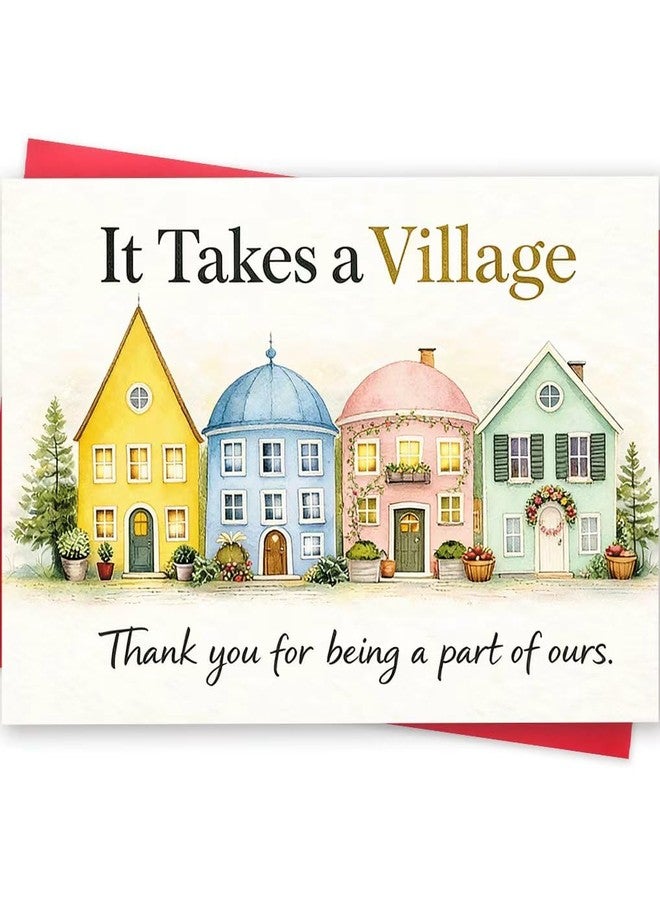 FANCYLUCKY Thank You Card Gifts for Teacher, Funny Teacher Appreciation Card from School Kids Students, It Takes a Village Thank You Card - Image 1