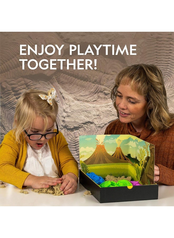 NATIONAL GEOGRAPHIC رمل اللعب الأحفوري من ناشيونال جيوغرافيك - 2 رطل من رمل اللعب، 4 قوالب كبيرة، 6 أحافير حقيقية، مجموعة نشاط رمل حركي حسية للأولاد والبنات - Image 2