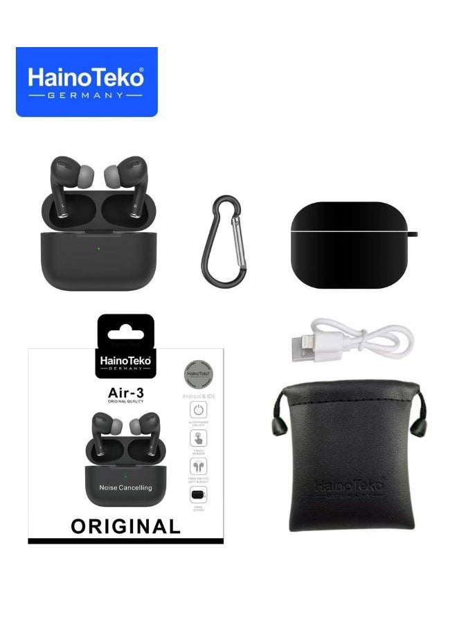 Haino Teko - Haino Teko Original Quality Air-3 Wireless In-Ear Bluetooth For iPhones And Androids Black, Haino Teko Air 3 Wireless Earphone - Image 1