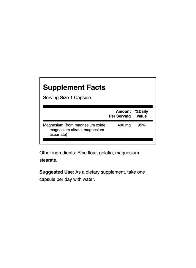 SWANSON Triple Magnesium Complex - Mineral Supplement - Natural Support - Featuring Citrate, Oxide & Aspartate - (300 Capsules, 400mg Each) - Image 3