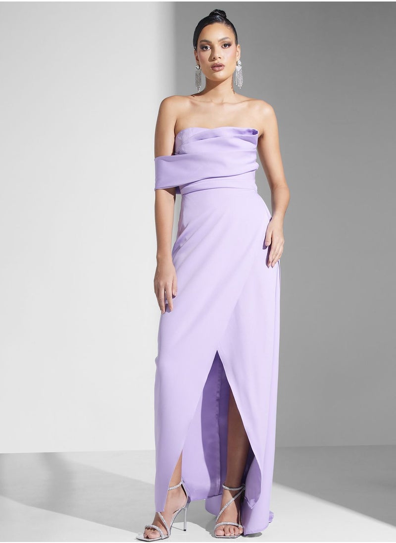 Namshi x - Off Shouldered Ruched Dress - Image 1