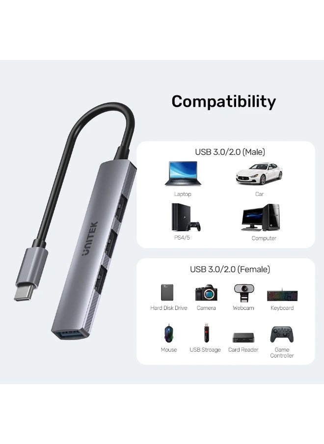 UNITEK UNITEK USB-C TO 4 PORT USB-A HUB ( 3*USB2.0, 1*USB3.0) H1208B  - Image 5