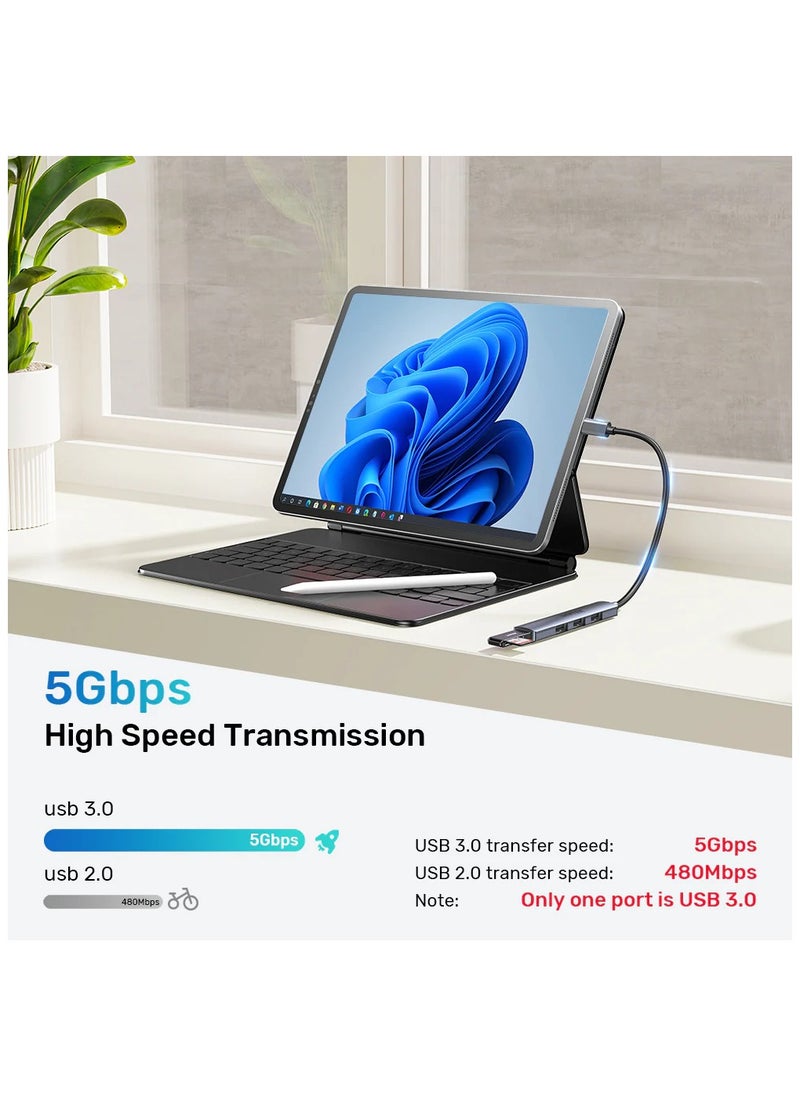UNITEK - H1208B USB-C TO 4 PORT USB-A HUB ( 3*USB2.0, 1*USB3.0) - Image 1