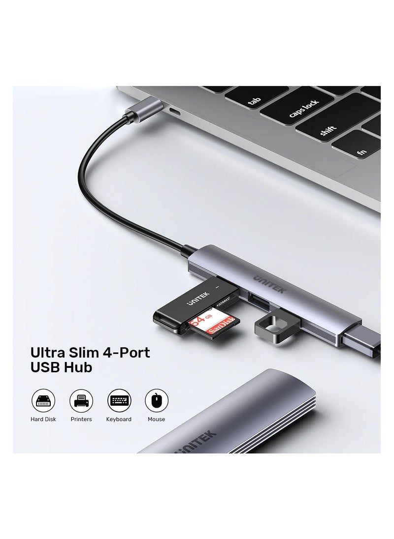 UNITEK - H1208B USB-C TO 4 PORT USB-A HUB ( 3*USB2.0, 1*USB3.0) - Image 1