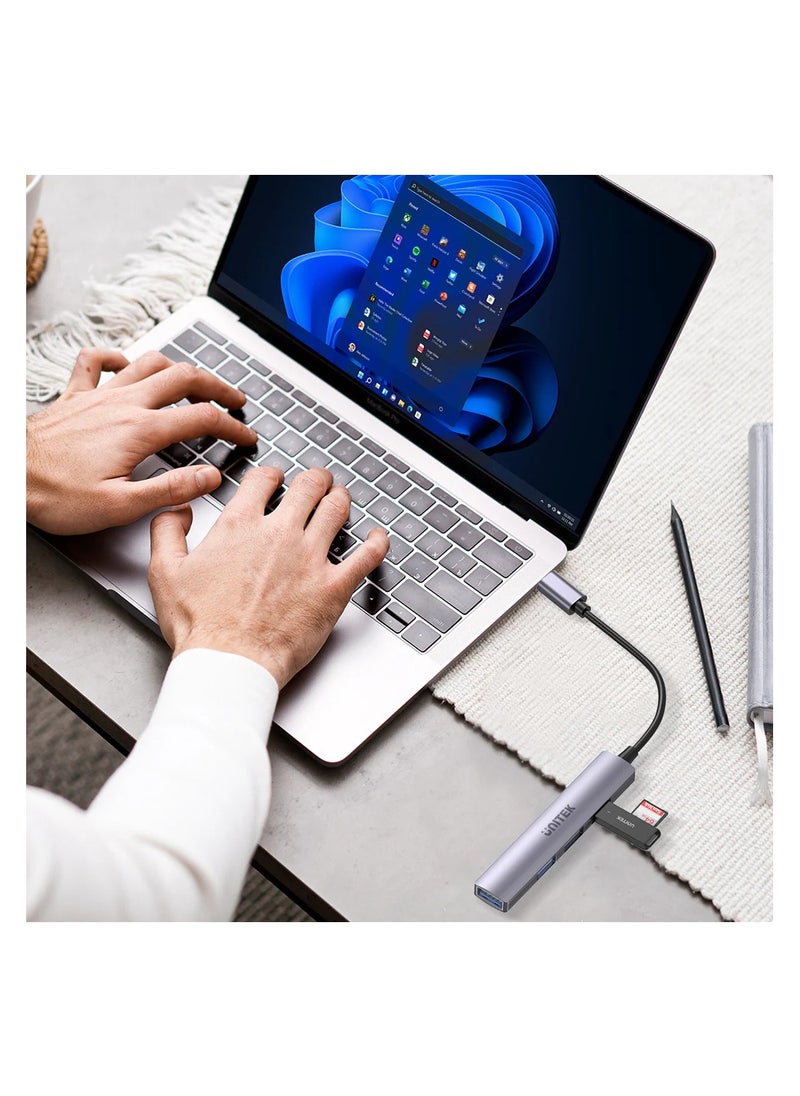 UNITEK - H1208B USB-C TO 4 PORT USB-A HUB ( 3*USB2.0, 1*USB3.0) - Image 1