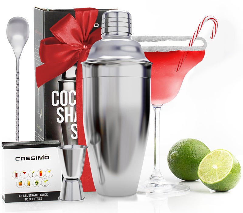 Cresimo طقم خفاقة كوكتيل سعة 24 أونصة مع ملحقات بار لبار المنزل - خفاقة مارتيني، قياس، ملعقة خلط مشروبات - هدية خفاقة كحول - مجموعة أدوات بار أساسية للمنزل - كريزيمو - Image 1