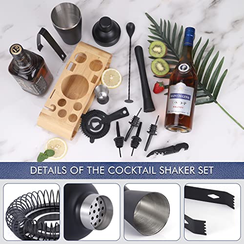 JNWINOG Cocktail Shaker Set Stainless Steel Bartending Kit 18.6oz Cocktail Bar Set Cocktail Mix Drink Making Kit Professional Bar and Home Drink Bar Tools for Bartender (Matte Black, 9Pcs) - Image 4