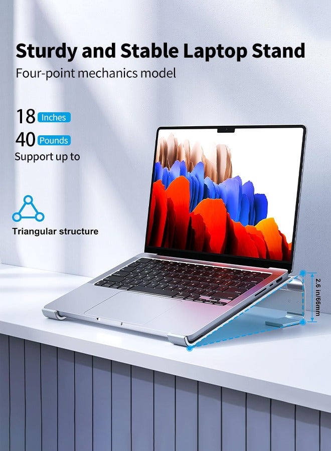 APEX Laptop Stand for Desk, MacBook Stand Sturdy Laptop Riser, Ventilated Ergonomic Aluminum Laptop Holder Compatible with 12 13 15.6 17 Inch MacBook Pro Air/HP/Dell, Work Cooling Computer Stand.  - Image 5