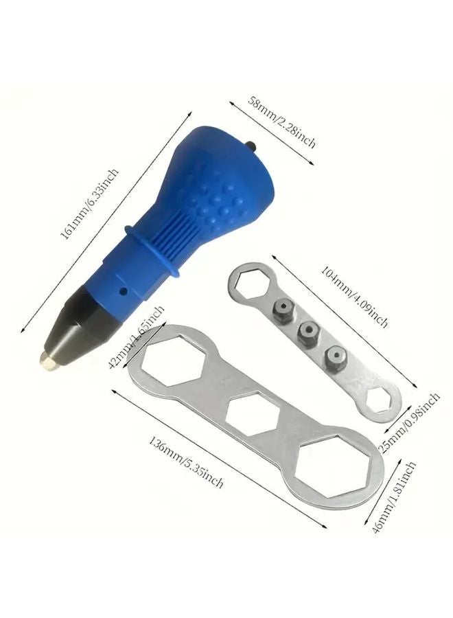 Blue Electric Rivet Gun Adapter Cordless Nut Tool For 2 4Mm To 4 8Mm Sizes - Image 1