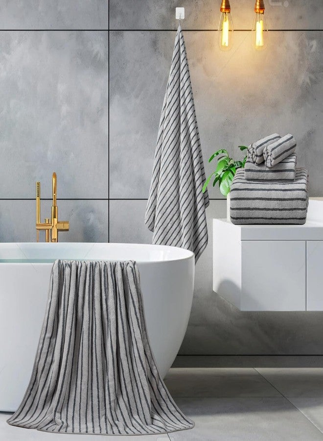 Mistyrose Bath Towels,4 Pack Dark Grey 35"x70" Large Bath Towel Microfiber Absorbent XL Bath Sheets Super Soft Towels for Bathroom Quick Dry Oversized Shower Towels for Family Hotel Spa Gym - Image 3