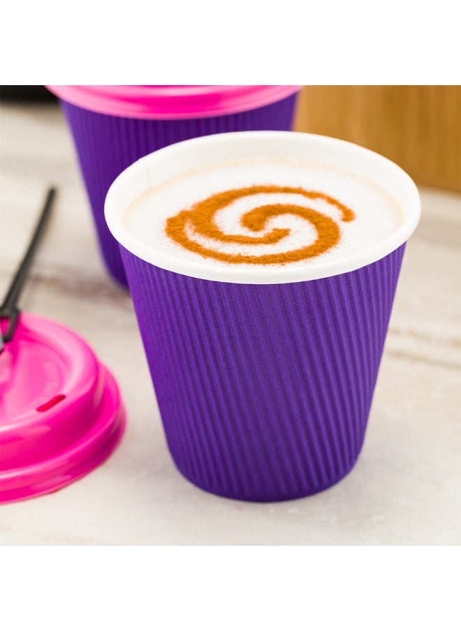 Restaurantware Restaurantware 8 Ounce Double Wall Disposable Coffee Cups, 500 Insulated Royal Purple Paper Tumblers with Ripple Wall Design, Lids Sold Separately for Hot Drinks like Tea, Hot Chocolate, and More  - Image 3