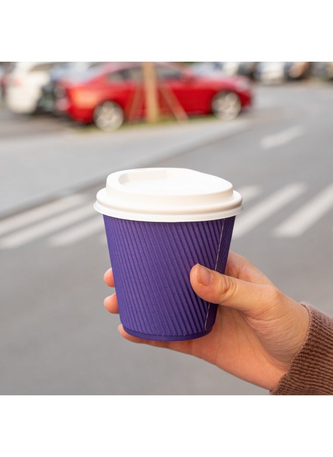 Restaurantware Restaurantware 8 Ounce Double Wall Disposable Coffee Cups, 500 Insulated Royal Purple Paper Tumblers with Ripple Wall Design, Lids Sold Separately for Hot Drinks like Tea, Hot Chocolate, and More  - Image 5