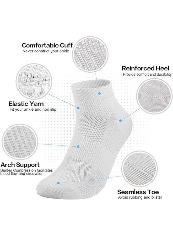Lynacz Original 4 Pairs Women's White Cotton Blend Low Cut Ankle Socks, Sizes 35-43 - Image 5