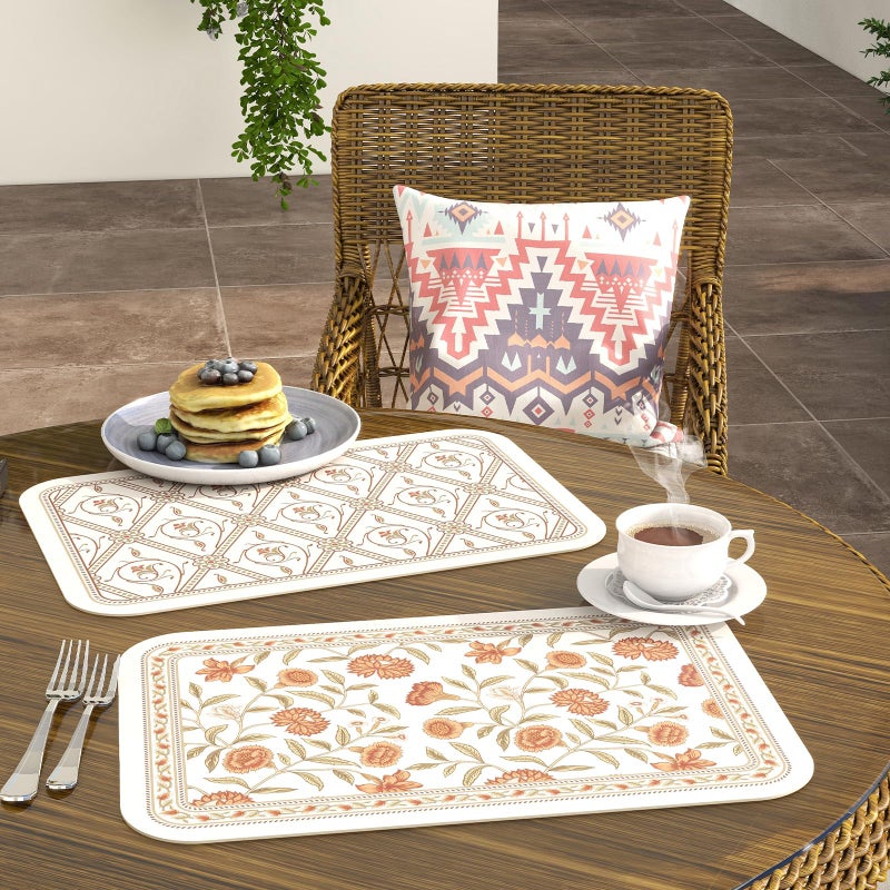 ISAENNE French Vintage PVC Placemats Set of 6,Red Floral PVC Placemat, Waterproof and Heat-Resistant, Decoration for Kitchen, Party,Dinning,New Year,12"*17" - Image 3