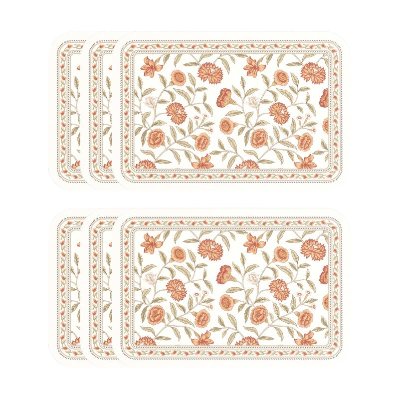 ISAENNE French Vintage PVC Placemats Set of 6,Red Floral PVC Placemat, Waterproof and Heat-Resistant, Decoration for Kitchen, Party,Dinning,New Year,12"*17" - Image 1