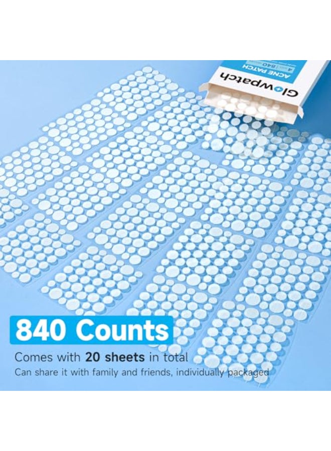 Glowpatch Acne Pimple Patch840 Counts 4 Sizes Zit Stickers for Face Hydrocolloid Spot Stickers Clear Acne Dots for Covering Zits Blemishes and Breakouts - Image 3