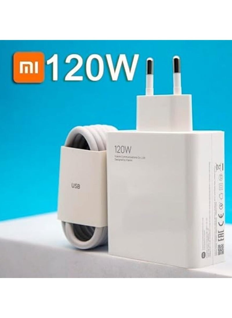 MUNTAQI Xiaomi 120W Charging Combo Type A (White) – High-Speed Wall Charger and Type-A Cable for Xiaomi Devices – Fast, Efficient Charging, Compatible with Xiaomi Phones, Tablets & More – Compact Design, Safe Power Delivery - Image 1