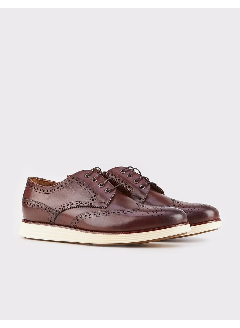 كاباني Genuine Leather Brown Lace-Up Men's Casual Shoes