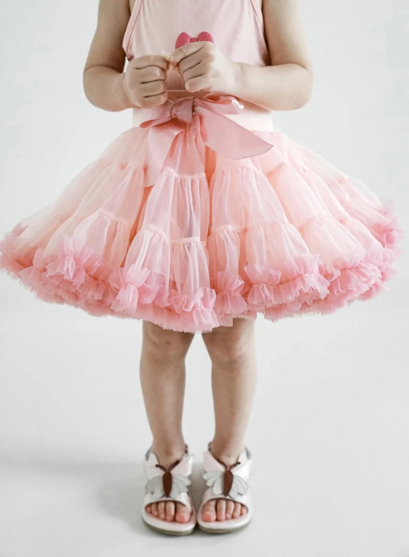 Yoehyaul Peach Pink Tutu Skirt for Girls