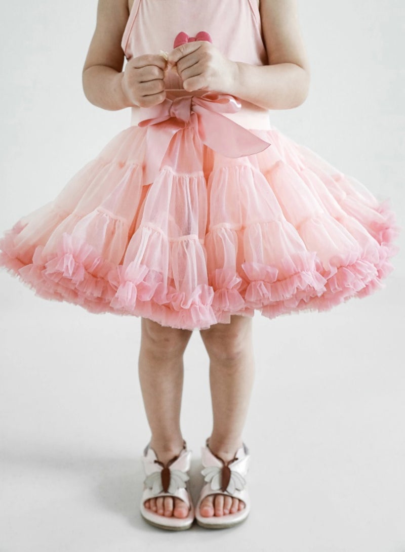 Yoehyaul Peach Pink Tutu Skirt for Girls - Image 2