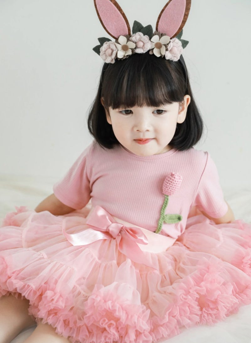 Yoehyaul Peach Pink Tutu Skirt for Girls - Image 3