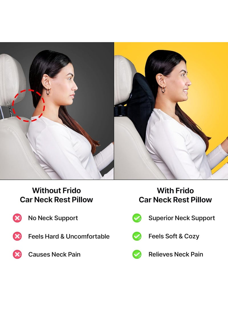 Black Crown BLACKCROWN Ultimate Car Neck Rest Pillow Ultrasoft Car Pillow for Comfortable Car Rides Superior Neck Support Cushion Relieves Neck Pain HiPer Foam Head Rest Pillow with Washable Pack of 01  - Image 2
