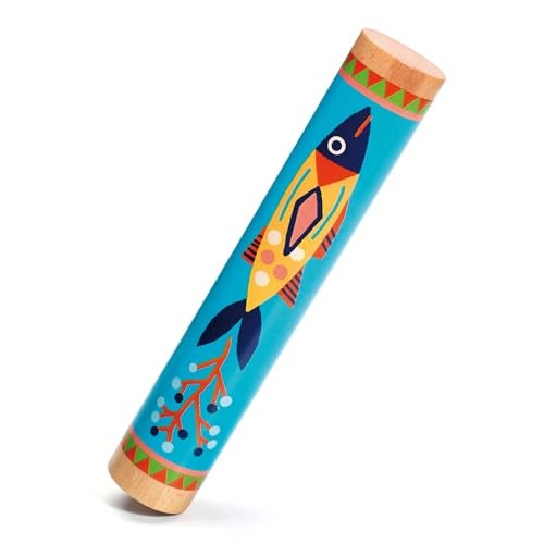 DJECO Animambo Rain Stick Musical Toy Colorful Fish Design Rainmaker Instrument for Toddlers Educational Sensory Toy for Creativity Rhythm Toys for 3 Years Girls Boys - Image 1