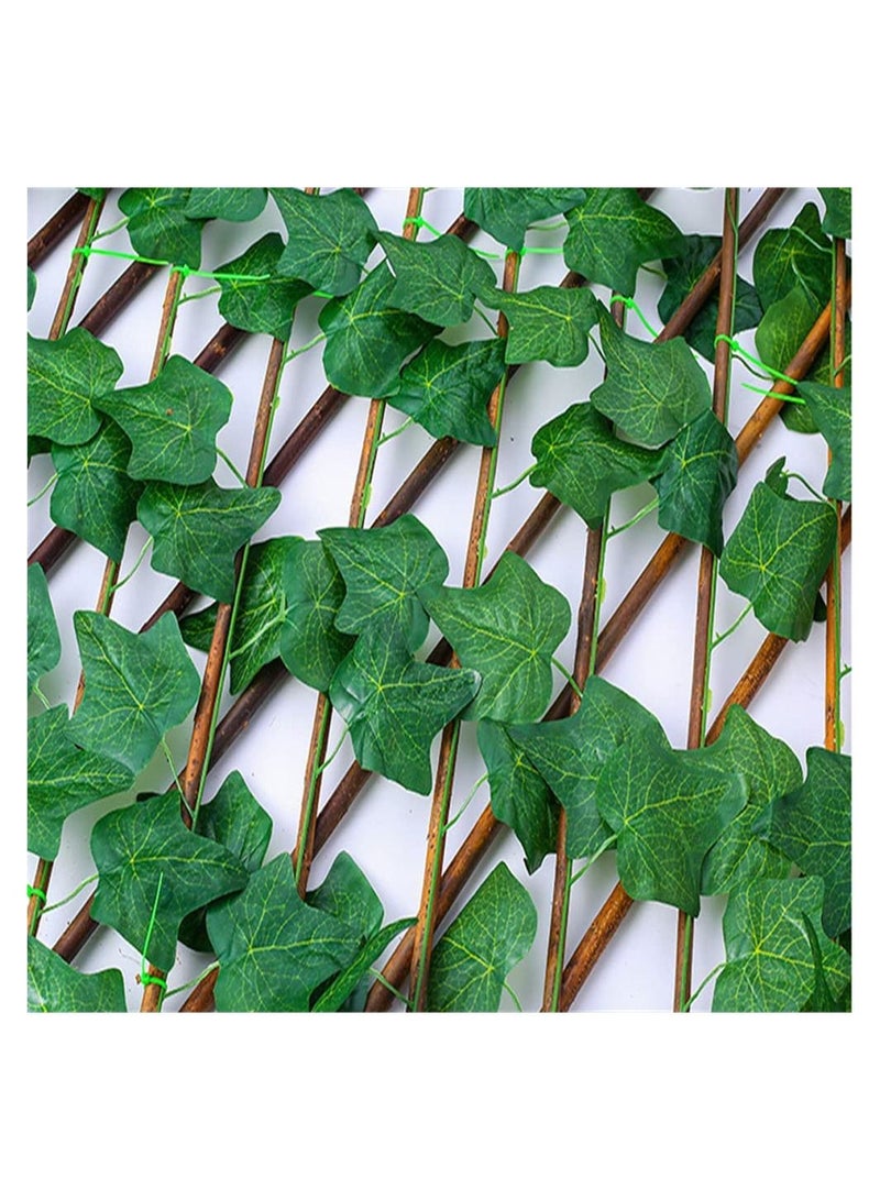 Generic FFD Bamboo Wooden Fence with Artificial Plants Green Ivy Leaf Expandable Wicker For Home Wall Decoration Garden Home  - Image 2