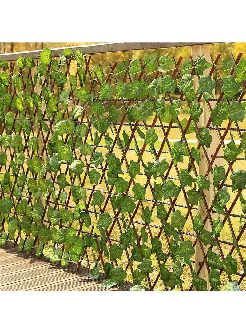 Generic FFD Bamboo Wooden Fence with Artificial Plants Green Ivy Leaf Expandable Wicker For Home Wall Decoration Garden Home  - Image 3