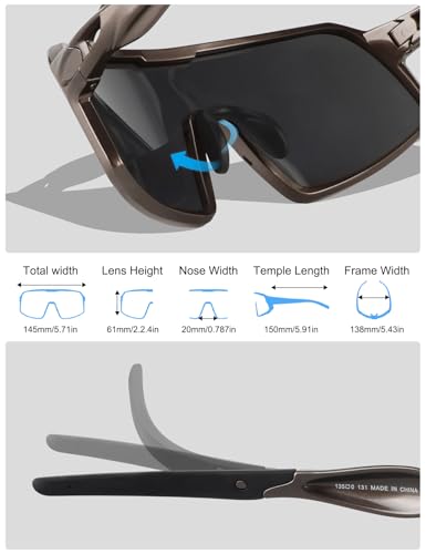 BangLong Polarized Cycling Glasses Sports Sunglasses, UV400 Protection, Men Women Running Fishing Driving Baseball Glasses (Gold) - Image 3