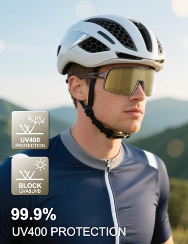 BangLong Polarized Cycling Glasses Sports Sunglasses, UV400 Protection, Men Women Running Fishing Driving Baseball Glasses (Gold) - Image 2