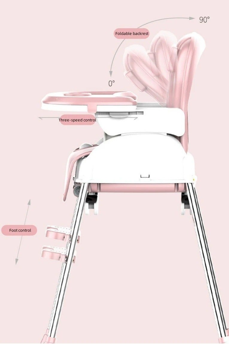 BAIG Baby High Chair 3-in-1 Foldable Portable - Adjustable Height Infant Toddler Dining Chair with Removable Tray - Image 2