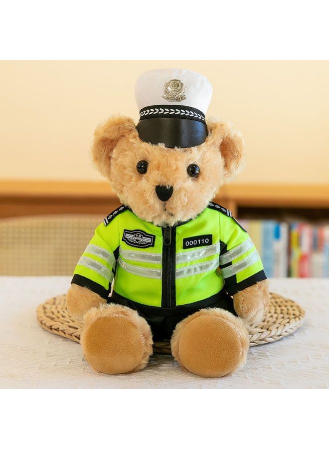 Corn Doll Special Police Bear Police Doll Traffic Police Bear Fire Souvenir Promotional Gifts-Specifications:Symphony Brown-Color:25cm  - Image 1