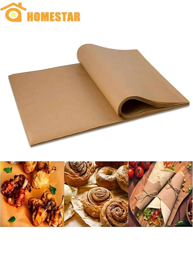HOMESTAR 100 Pieces Parchment Paper Sheets, Non-Stick, Brown Baking Paper 30*40CM for Oven, Air Fryer, Grilling, Steaming, Bread, Cupcakes and Cookies - Image 1