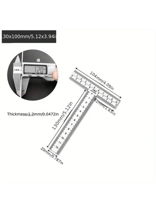 Stainless Steel T Shaped Ruler 90 Degree Right Angle 200x150mm Engineering Tool - Image 3