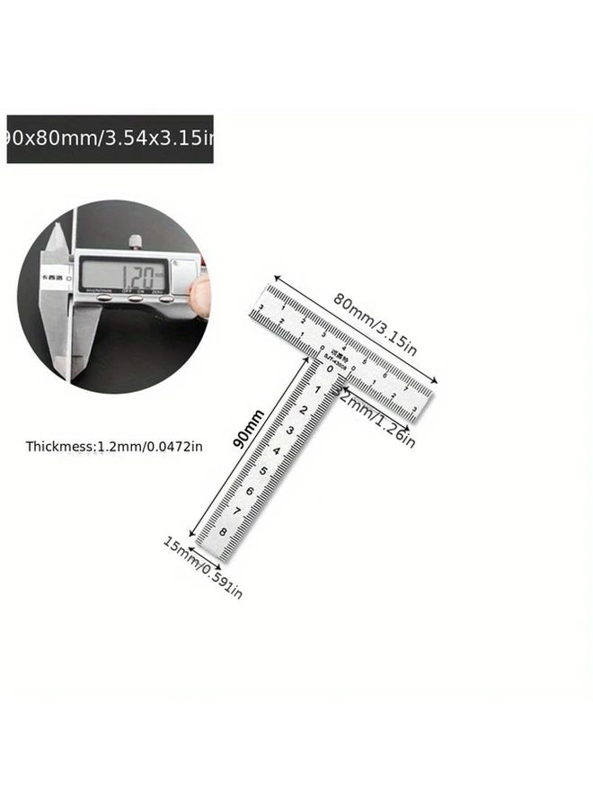 Stainless Steel T Shaped Ruler 90 Degree Right Angle 200x150mm Engineering Tool - Image 2