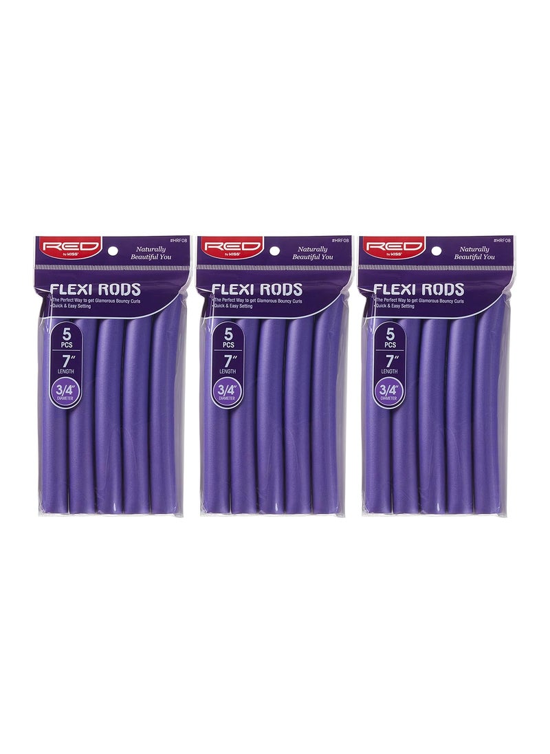 Red by Kiss Red by Kiss Flexi Rods 7 34 Diameter  Heatless Hair Curler for 90S Glamorous Bouncy Curls Beach Waves No Slips Sleep Styler 5 PCS x 3 PACKS 