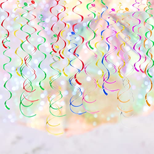 Yymobt Colorful Ceiling Swirl Foil Decorations Hanging Plastic Streamer Themed Swirl Party Decoration for Wedding Thanksgiving Day Graduation Celebration, Pack of 28 - Image 5