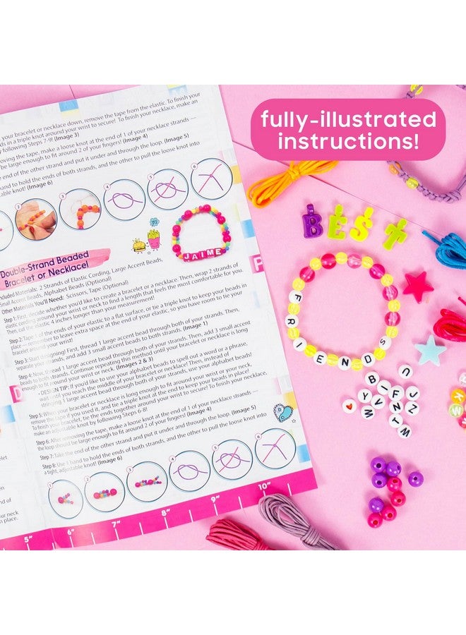 Just My Style ABC Beads by Horizon Group Usa, 1000+ Charms & Beads, Alphabet Charms, Accent Seed Star Wax Beading Cord, Satin Cord Key Ring Included, Bright, Small - Image 3