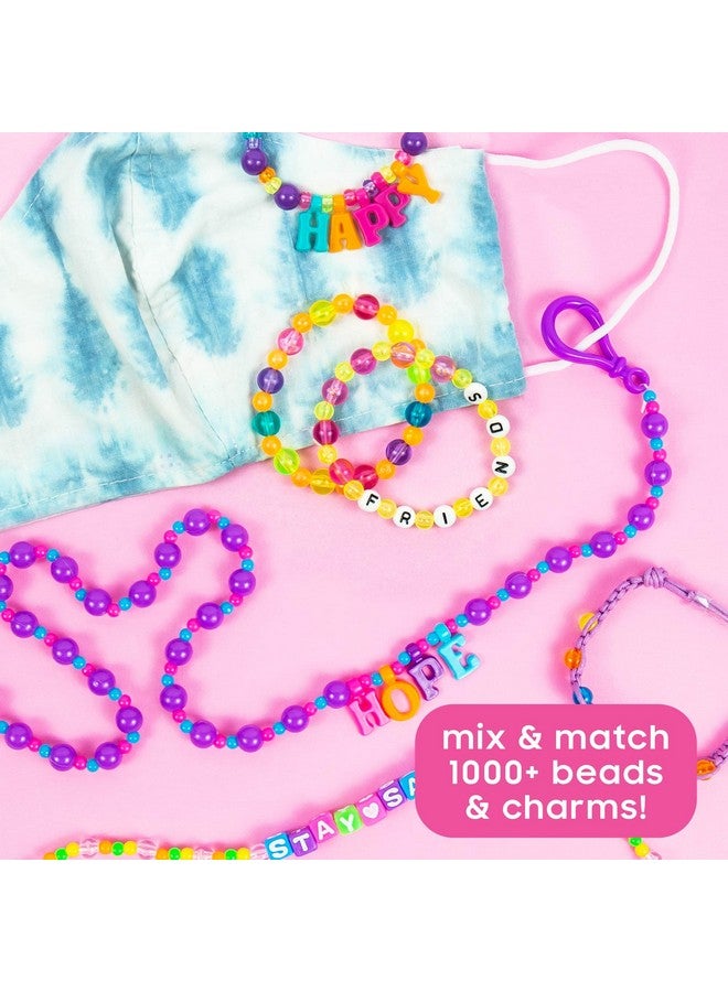 Just My Style ABC Beads by Horizon Group Usa, 1000+ Charms & Beads, Alphabet Charms, Accent Seed Star Wax Beading Cord, Satin Cord Key Ring Included, Bright, Small - Image 4