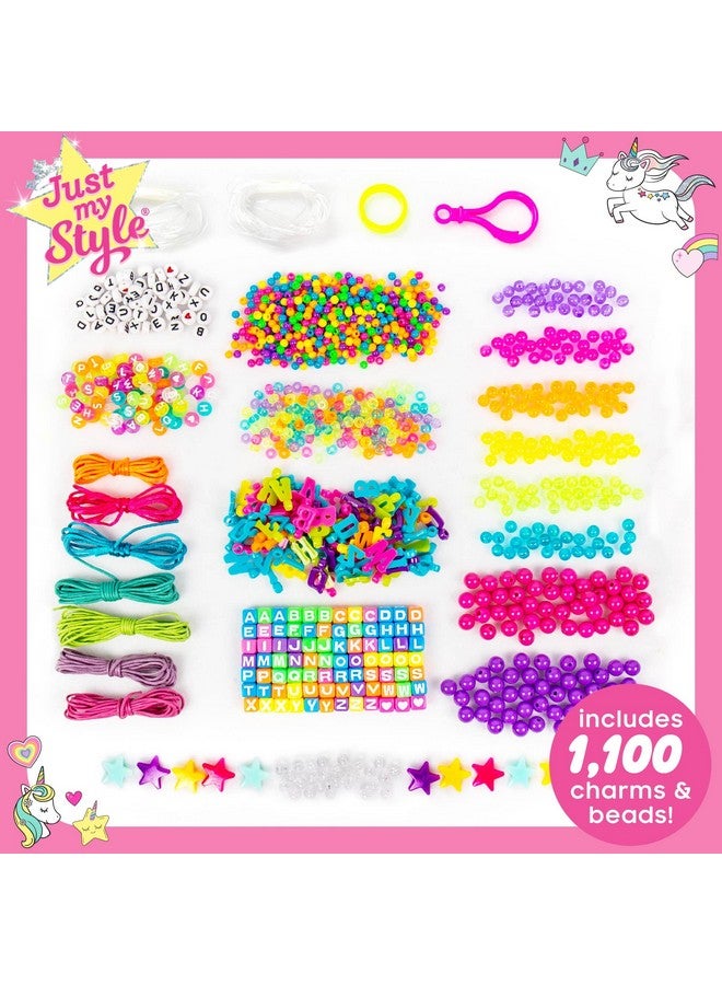 Just My Style ABC Beads by Horizon Group Usa, 1000+ Charms & Beads, Alphabet Charms, Accent Seed Star Wax Beading Cord, Satin Cord Key Ring Included, Bright, Small - Image 2