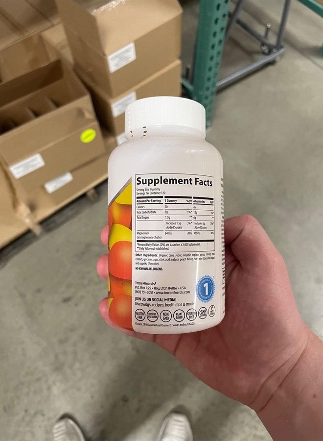 Trace Minerals Magnesium Stress Relief Gummies (120 Ct) Low Sugar | Magnesium Citrate | Natural Calming Sleep Aid, Muscle Relaxer, Mood & Digestive Support | for Kids & Adults | Peach - Image 5