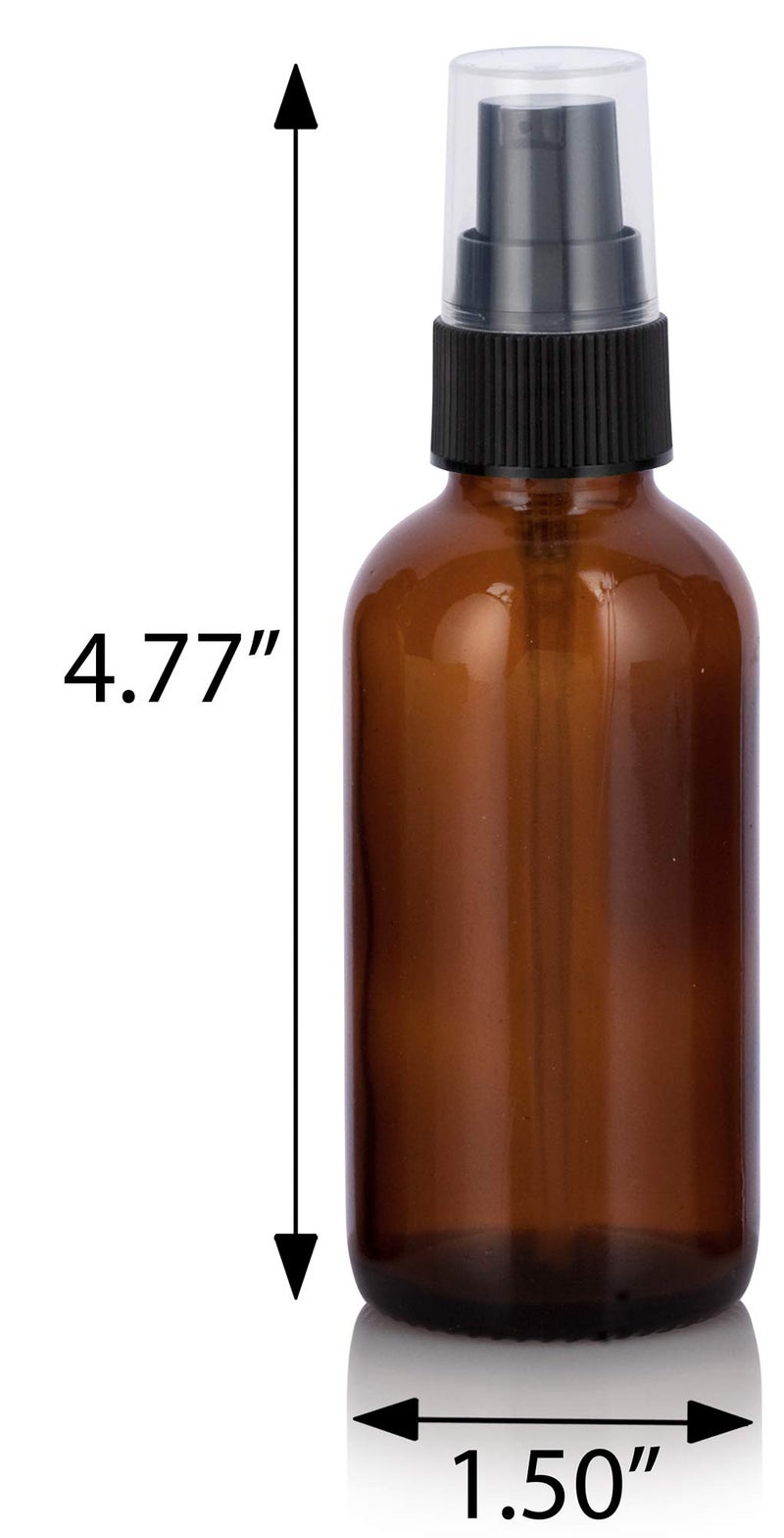 JUVITUS 2 oz Amber Glass Boston Round Black Treatment Pump Bottle (10 pack) + Funnel BPA Free Refillable Empty Storage Containers - Image 2