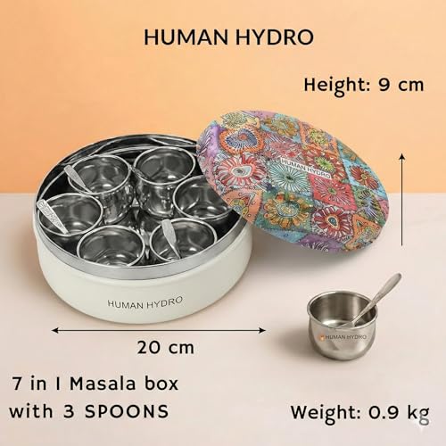 Human Hydro Deliq Series Premium Diamond Cut Traditional Masala container 20 cm | Spice box | 7 Diamond Cut Containers - Image 3