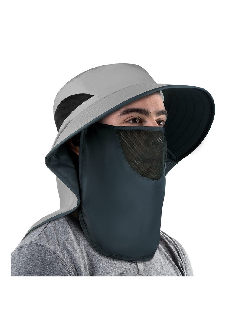 KASTWAVE Fishing Hat for Men Women, Wide Brim UV Sun Protection Hat UPF 50+, Waterproof Sun Hat Cap with Neck Flap Face Cover  - Image 1